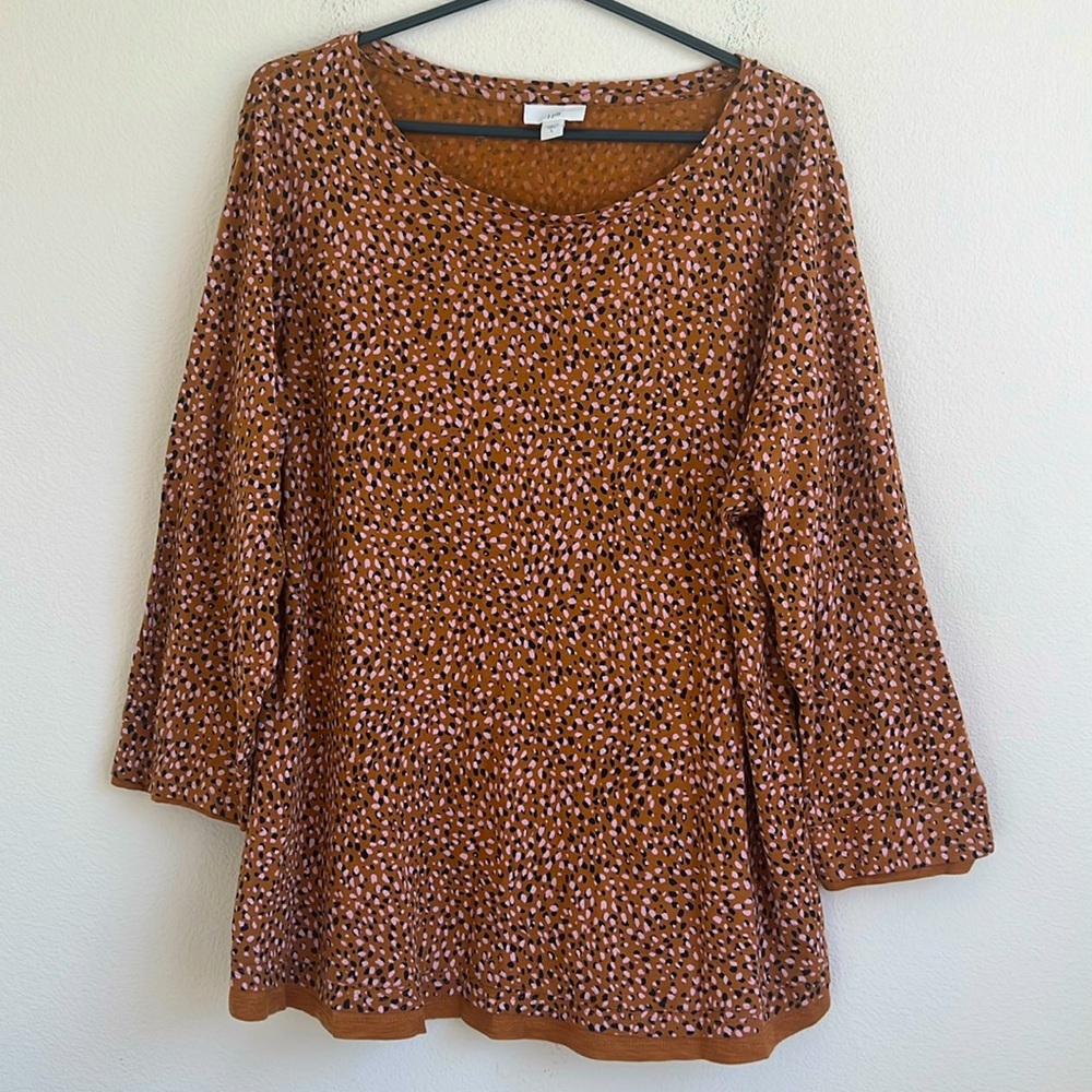 J Jill Brown Cotton Modal Long Sleeves Tee